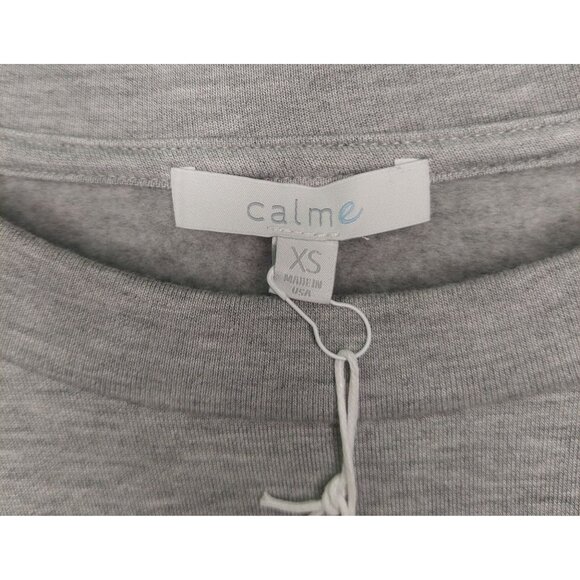 Calme By Johnny Was Women's Gray 3/4 Sleeve Crew Pullover Size XS Made in USA - Picture 2 of 9
